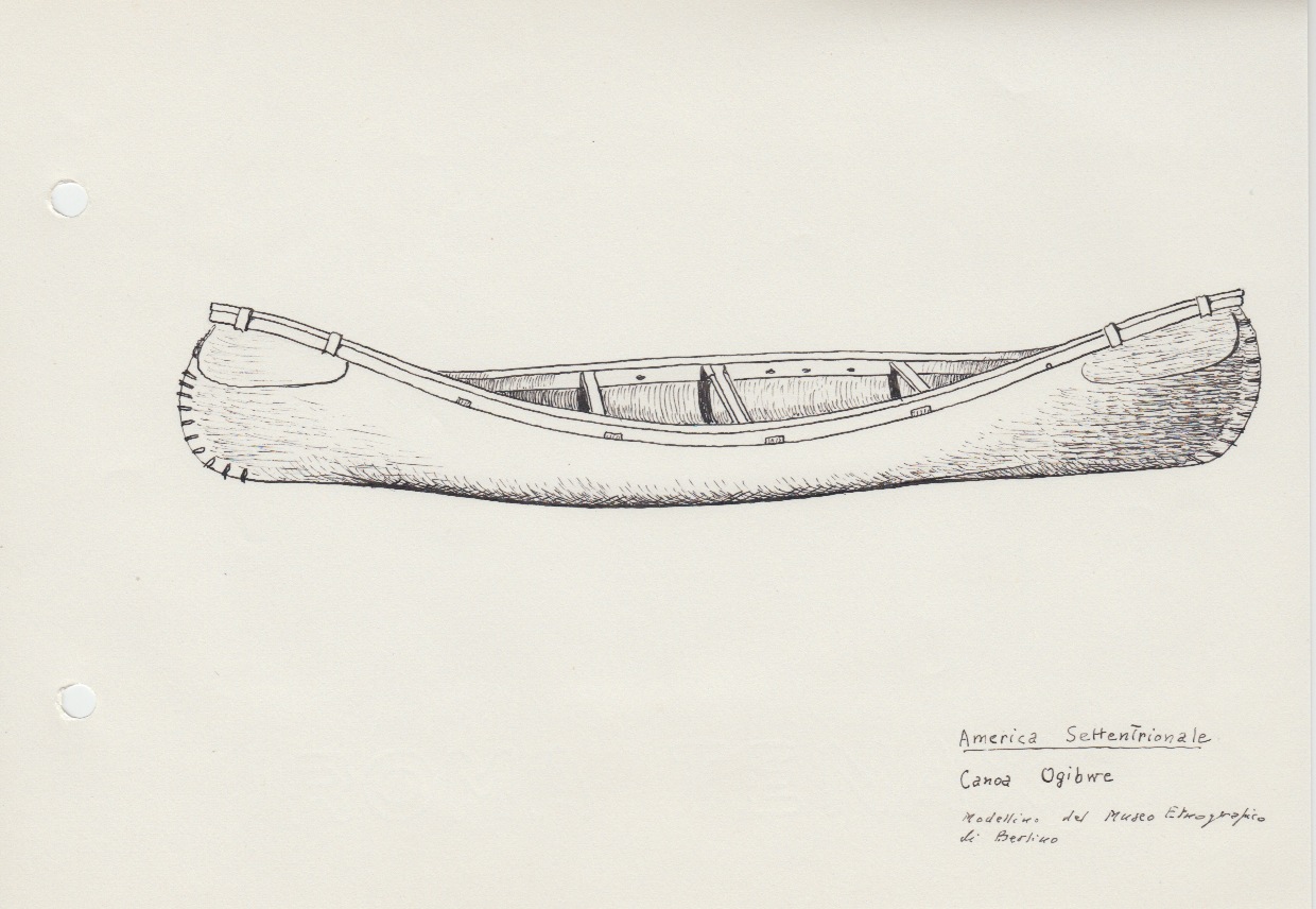 055 America Settentrionale - canoa Ogibwe - modellino del Museo Etnografico di Berlino